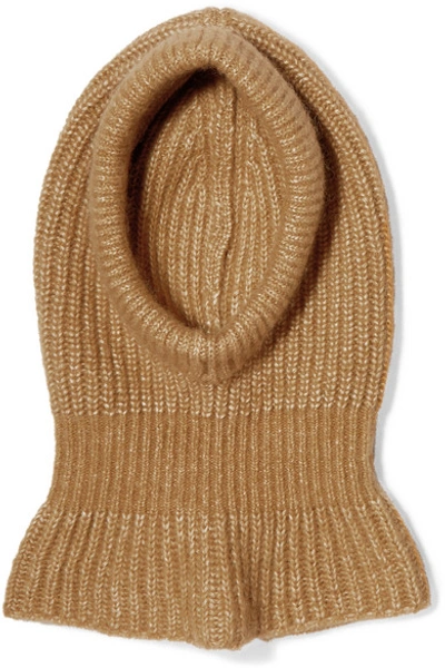 Shop Chloé Ribbed Alpaca, Silk, Mohair And Merino Wool-blend Snood In Beige