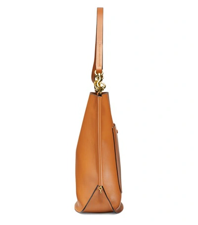 Shop Stuart Weitzman The Dorian Logo Small In Camel Brown Leather