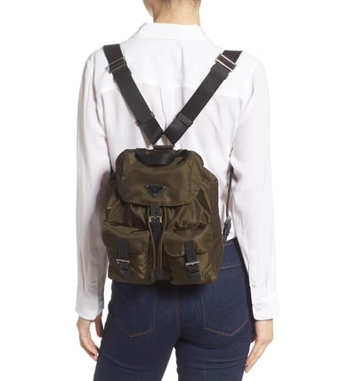 Shop Prada Medium Nylon Backpack In Mimetico