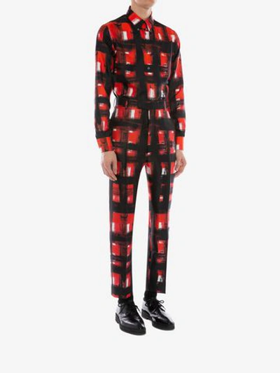 Shop Alexander Mcqueen Painted Check Shirt In Black/red