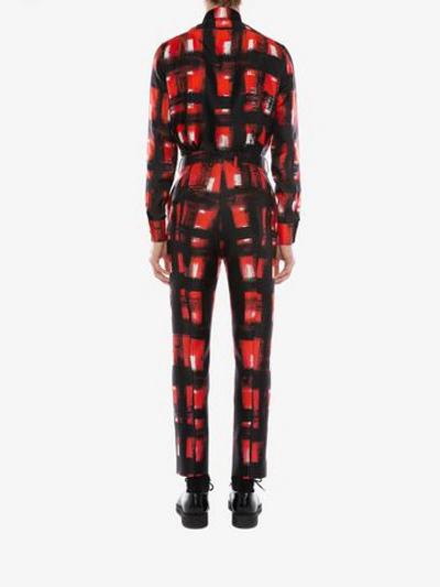 Shop Alexander Mcqueen Painted Check Shirt In Black/red