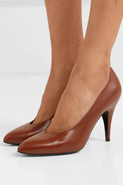 Shop Gucci Blanca Leather Pumps In Tan
