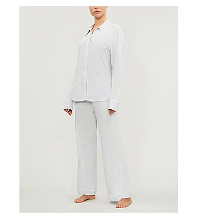 Shop Skin Penelope Pima Cotton-jersey Pyjama Set In Ice Blue
