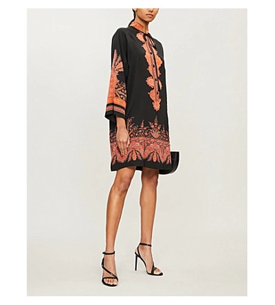 Shop Etro Surrey Floral-print Silk Mini Dress In Nero