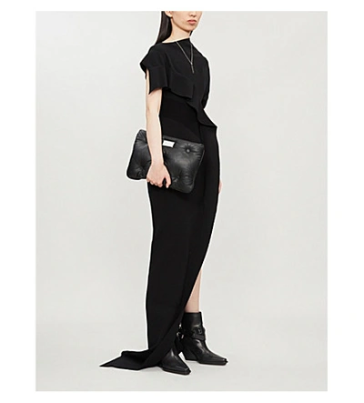 Shop Rick Owens Nona Asymmetric-neckline Woven Bodycon Gown In Black