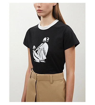 Shop Lanvin Graphic-print Cotton-jersey T-shirt In Black/white