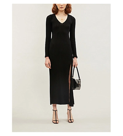 Reformation Mango V neck Knitted Maxi Dress In Black ModeSens