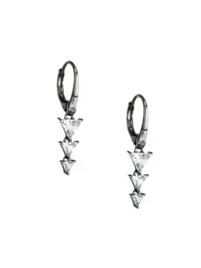 Shop Adriana Orsini Tivoli Cubic Zirconia Sterling Silver Drop Earring In Black