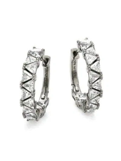 Shop Adriana Orsini Ruthenium-plated Sterling Silver Cubic Zirconia Huggie Hoop Earrings In Black