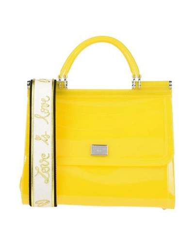 Shop Dolce & Gabbana Woman Handbag Yellow Size - Pvc - Polyvinyl Chloride, Cotton, Calfskin, Lambskin