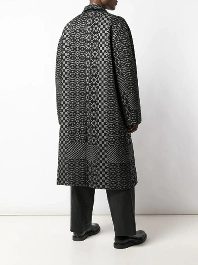 Shop Haider Ackermann Ankle Length Oversized Jacquard Coat In Grey