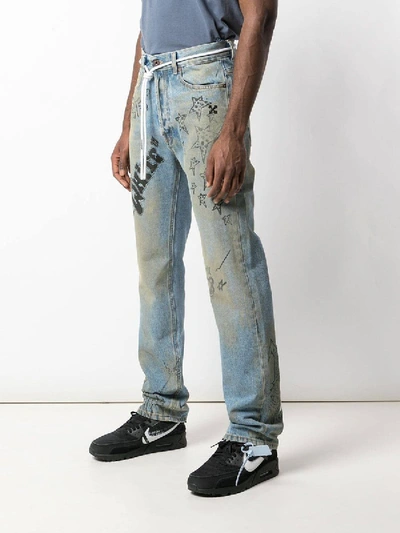 Shop Off-white Diagonal Wizard Relaxed Fit Jeans
