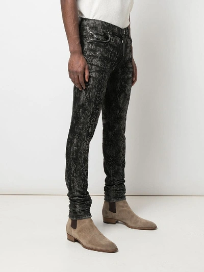 Shop Amiri Grey And Black Laser Python Stack Jean