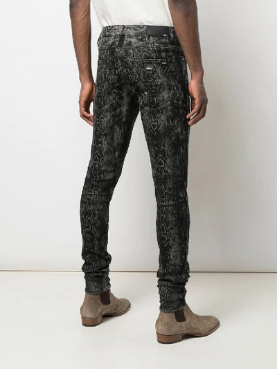 Shop Amiri Grey And Black Laser Python Stack Jean