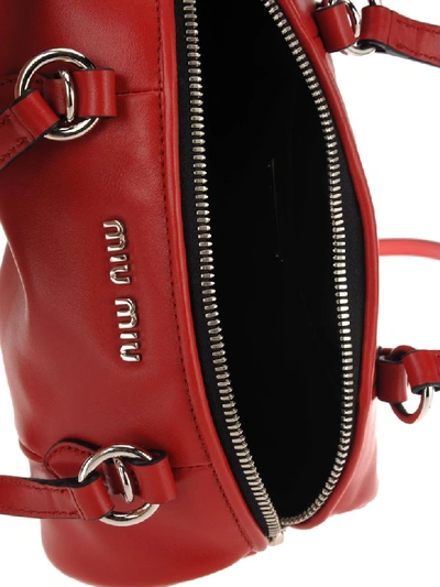 Shop Miu Miu Mini Bowling Bag In Fuoco