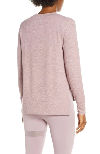 Shop Alo Yoga 'glimpse' Long Sleeve Top In Dusted Plum Heather