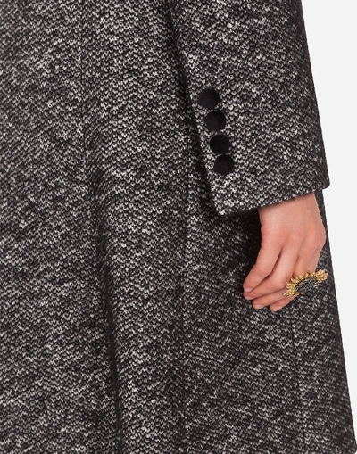 Shop Dolce & Gabbana Double-breasted Bouclé Coat In Grey