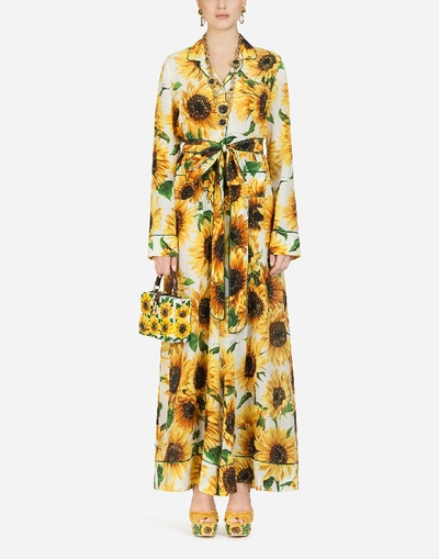 Shop Dolce & Gabbana Sunflower-print Crepe De Chine Jumpsuit In Floral Print