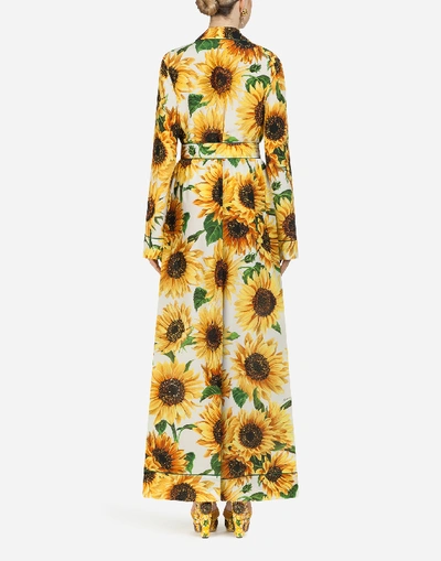 Shop Dolce & Gabbana Sunflower-print Crepe De Chine Jumpsuit In Floral Print