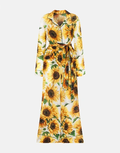 Shop Dolce & Gabbana Sunflower-print Crepe De Chine Jumpsuit In Floral Print