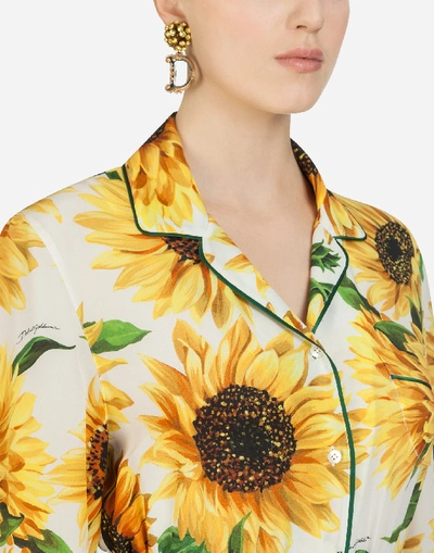 Shop Dolce & Gabbana Sunflower-print Crepe De Chine Jumpsuit In Floral Print