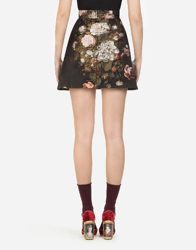 Shop Dolce & Gabbana Short Baroque Floral Jacquard Skirt In Red