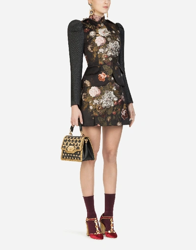 Shop Dolce & Gabbana Short Baroque Floral Jacquard Skirt In Red