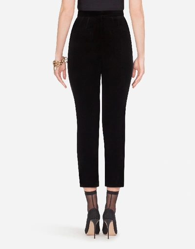 Shop Dolce & Gabbana High-waisted Velvet Pants In Black