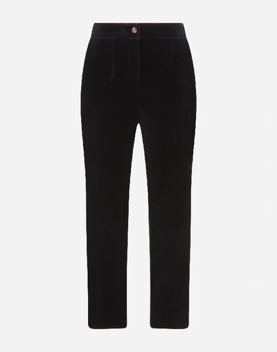 Shop Dolce & Gabbana High-waisted Velvet Pants In Black