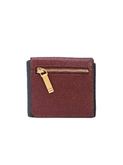Shop Thom Browne Navy And Burgundy Front Flap Wallet