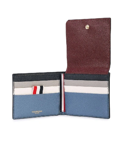 Shop Thom Browne Navy And Burgundy Front Flap Wallet
