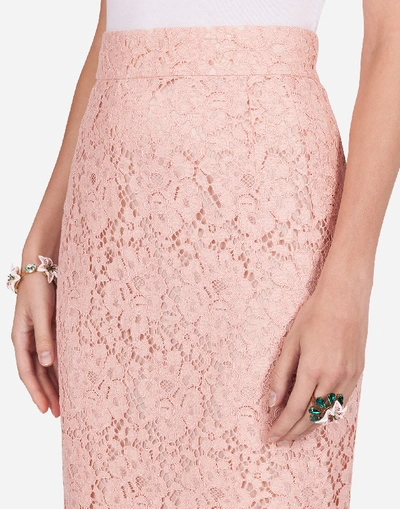 Shop Dolce & Gabbana Cordonetto Lace Midi Skirt In Pink