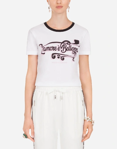 Shop Dolce & Gabbana Jersey T-shirt With Print In White