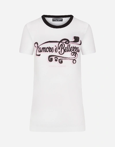 Shop Dolce & Gabbana Jersey T-shirt With Print In White