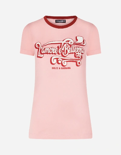 Shop Dolce & Gabbana Jersey T-shirt With Print In Pink