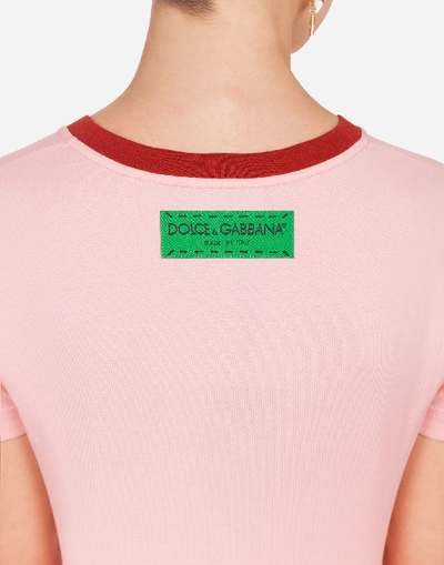 Shop Dolce & Gabbana Jersey T-shirt With Print In Pink