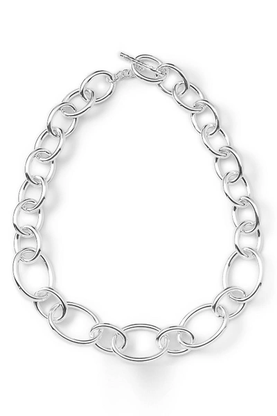 Shop Ippolita Glamazon Oval Link Collar Necklace In Silver