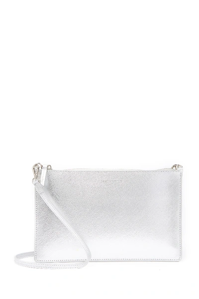 Shop Lancaster Saffiano Element Leather Shoulder Bag In Silver Metallic
