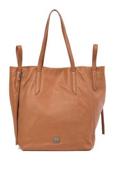 Shop Kooba Leather Zip Tote Bag In 04-caramel/scarle