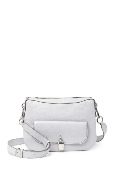 Shop Marc Jacobs Lock That Leather Messenger Bag In Light Grey