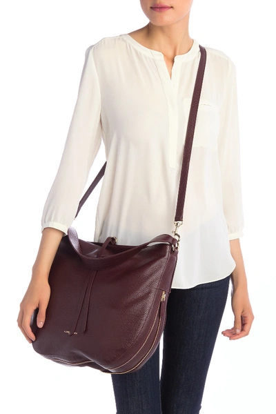 Shop Lancaster Dune Leather Hobo In Burgundy