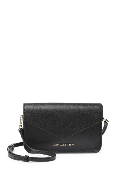 Shop Lancaster Adeline Leather Crossbody Clutch In Noir