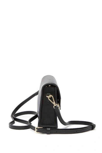 Shop Lancaster Adeline Leather Crossbody Clutch In Noir