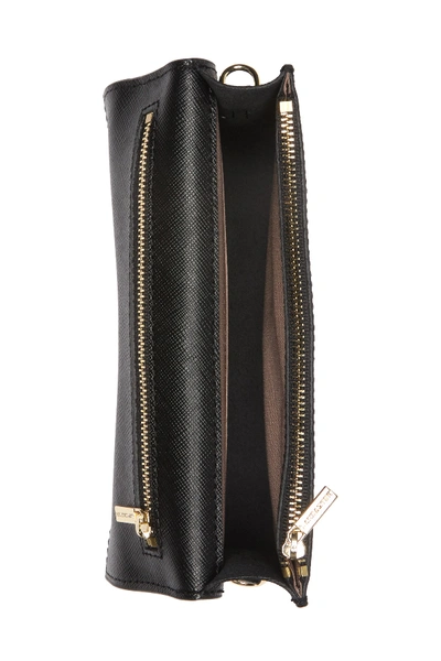Shop Lancaster Adeline Leather Crossbody Clutch In Noir