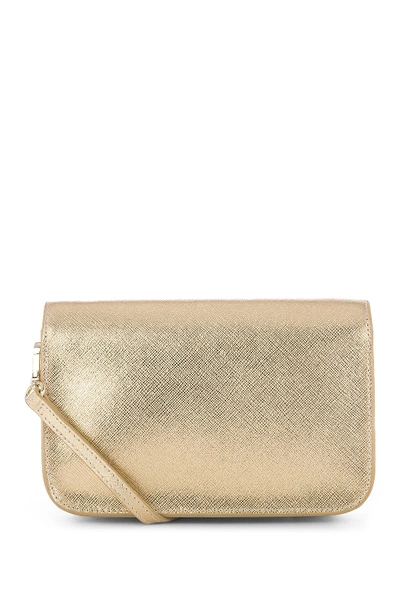 Shop Lancaster Adeline Leather Crossbody Clutch In Gold