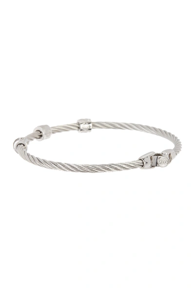 Shop Alor 18k White Gold Stainless Steel Diamond Cable Bracelet - 0.16 Ctw In Greygrey