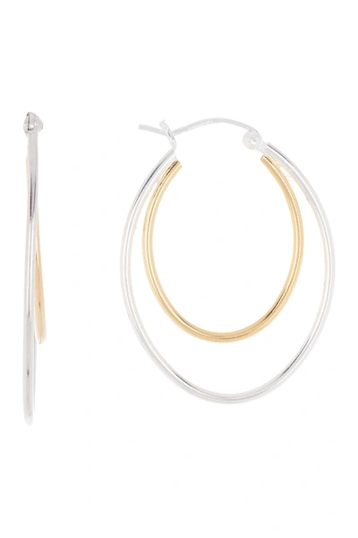 Shop Argento Vivo Two-tone Double Oval Hoop Earrings In Gold/silver