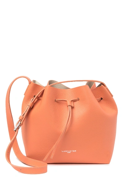 Shop Lancaster Pur Element Foulonne Leather Crossbody Bucket Bag In Canyon/beige