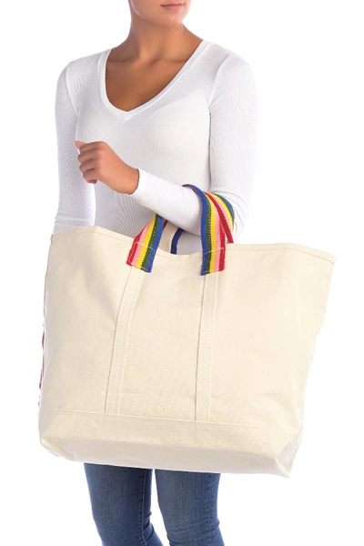 Shop Loeffler Randall Rainbow Handle Weekend Bag In Natural/rainbow