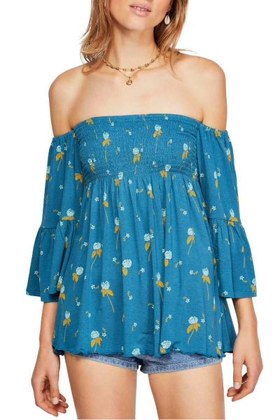 Shop Free People Lana Off The Shoulder Tunic In Ocean Blue